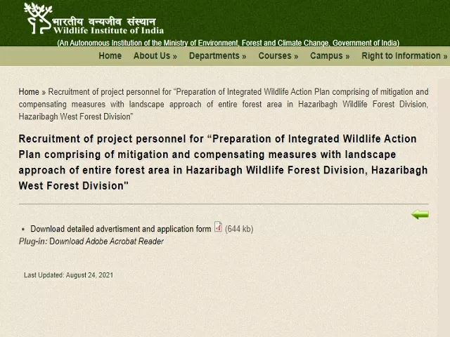 WII Dehradun Recruitment 2021: Apply Project Associate and Project Assistant Posts