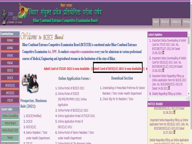 BCECEB DECE LE Admit Card 2021 Released @bceceboard.bihar.gov.in, Direct Link Here