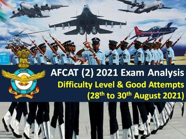 AFCAT (2) 2021 Exam Analysis (28th/29th/30th August-All Shifts): Difficulty Level ‘Easy to Moderate’, Check Good Attempts to clear AFCAT 2021 Cutoff Marks
