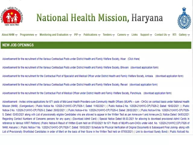 DHFWS Hisar Recruitment 2021: Apply Medical Officer, Ayush Medical Officer, Staff Nurse, ANM & Other Posts