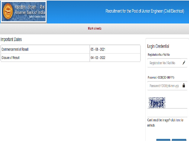 RBI JE Result 2021 Released @rbi.org.in, Download Roll Number Wise Junior Engineer Marks Here