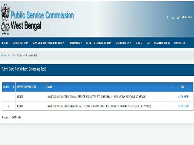WBCS Prelims 2021 Admit Card Date