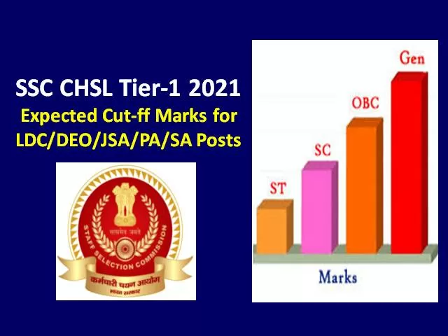 SSC CHSL Exam 2021 Expected Cutoff Marks Categorywise (Gen OBC EWS SC ST): Check Tier-1 Previous Cutoff for LDC DEO JSA PA SA Posts
