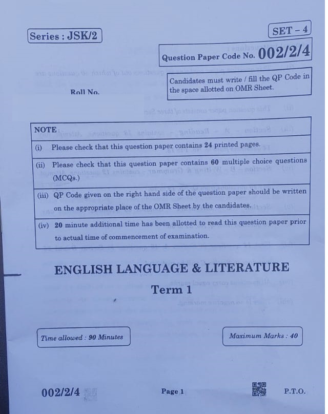 Question Paper Pattern Of Cbse Class 10 English