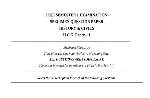 ICSE Class 10th Specimen Paper 2022