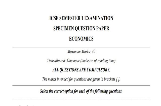 ICSE Economics Specimen Paper