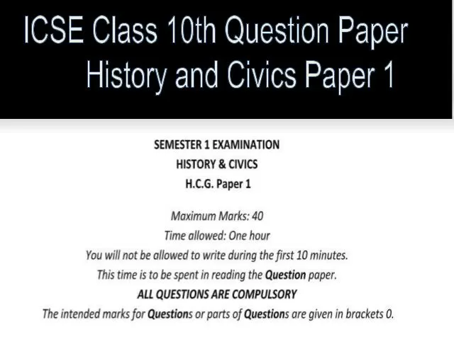 ICSE 10th History and Civics Question Paper