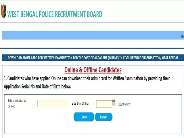WBPRB WBNVF Admit Card 2021 