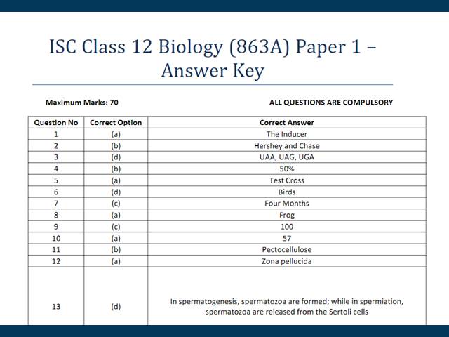 ISC Biology Class 12 Answer Key (Out)