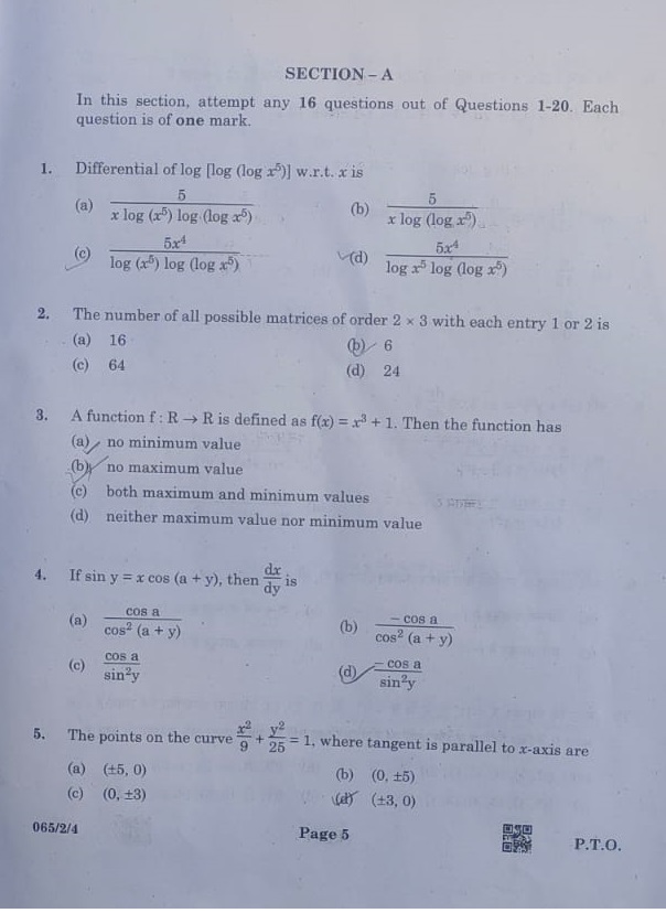 CBSE 12th Maths (Term 1) Question Paper PDF: Page 2