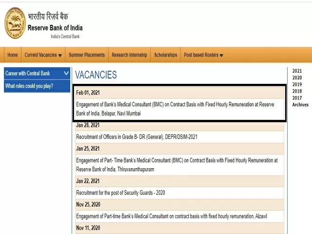 RBI BMC Recruitment 2021 Notification Released @rbi.org.in: Apply ...