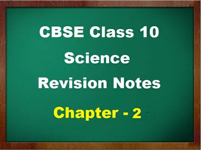 CBSE Class 10 Science Revision Notes for Chapter 2 Acids Bases and Salts