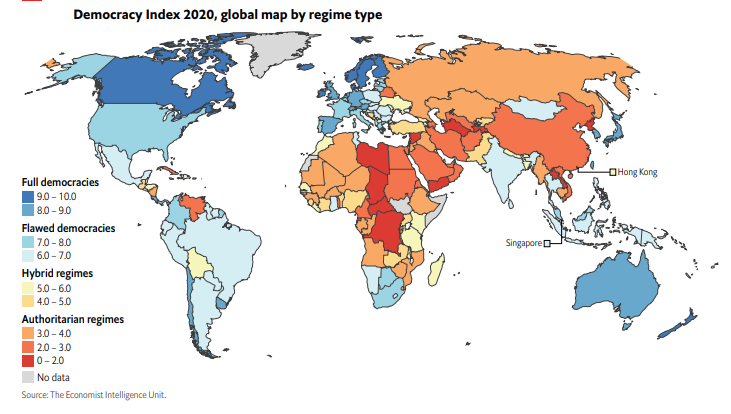 EIU's Democracy Index 2020: India falls to 53rd position