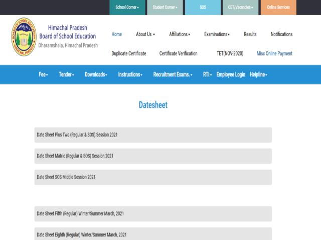 HPBOSE 10 and 12 Examinations