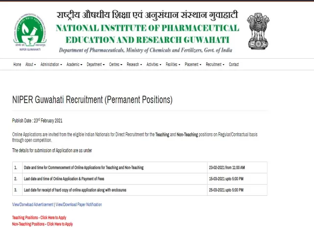 NIPER Recruitment 2021: Administrative Officer, Technical Assistant, MO & Other Posts