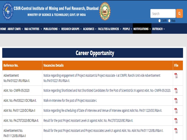 CIMFR Recruitment 2021, Walk in for 76 Project Assistant & Project Associate-I Posts @cimfr.nic.in/vacancies.html