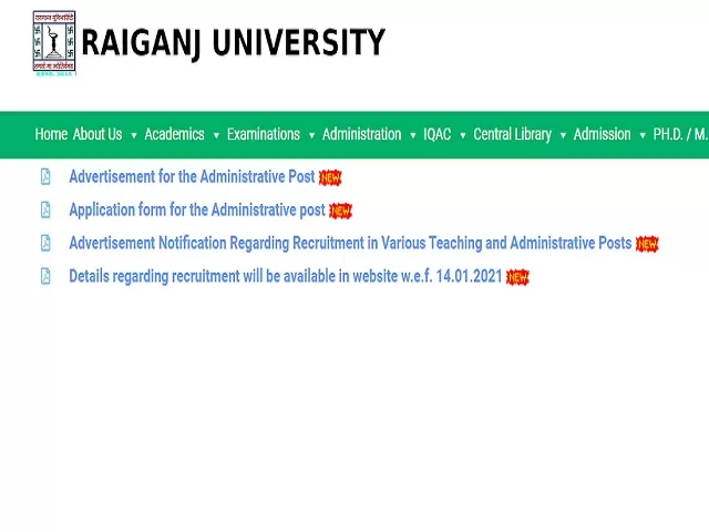 Raiganj University Recruitment 2021