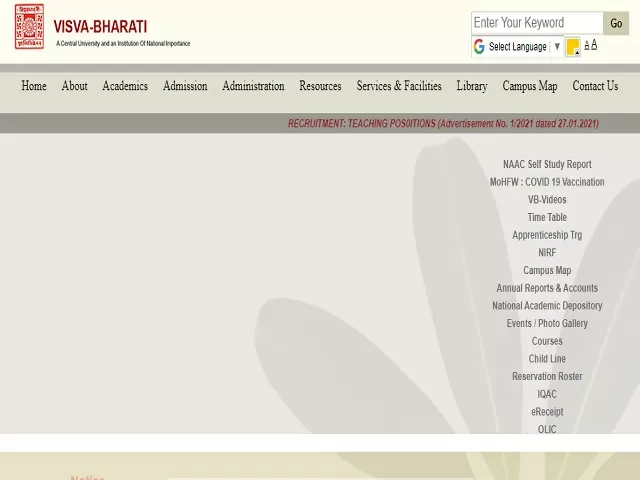 Visva Bharati Santiniketan Recruitment 2021: Apply for Professor and Other  Posts