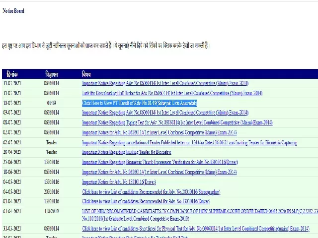 BSSC Urdu Anuvadak Result 2021