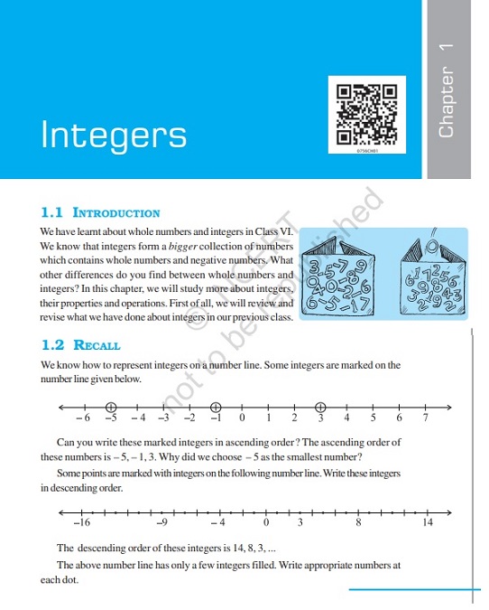 Integers - Chapter 1: Class 7 Maths NCERT Book (PDF) CBSE 2021-2022!