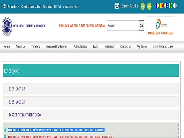 DDA Patwari Final Result 2021