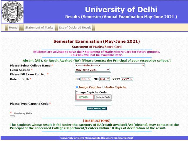 Delhi University Results 2021 Declared For BA And BSc 6th Semester ...