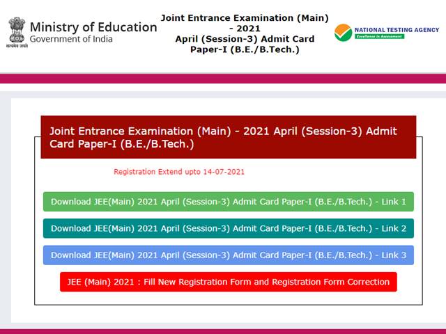 Jee Main Admit Card 2021 Released For Phase 3 Test Download Jee Main 2021 Hall Ticket At Jeemain Nta Nic In