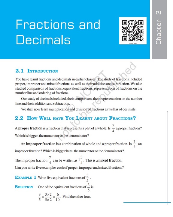 Fractions And Decimals Chapter 2 CBSE Class 7 Maths NCERT Book PDF 