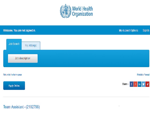 WHO Recruitment 2021 Notification out for Team Assistant Posts, Apply Online @who.int
