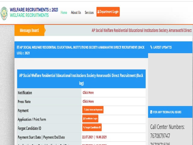 APSWREIS Recruitment 2021 Notification: Apply Online for 46 Principal/TGT/Caretaker (Warden) Posts