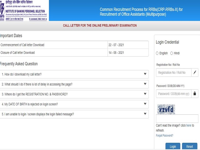 IBPS RRB Clerk Admit Card 2021 Out @ibps.in: Download CRP RRB X OA Prelims Exam Call Letter Here