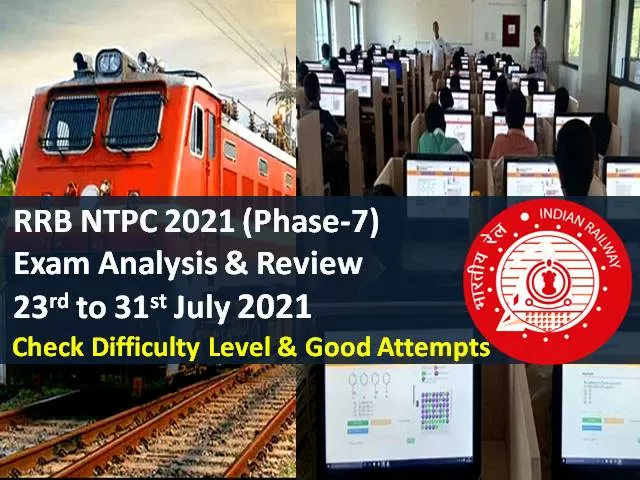RRB NTPC 2021 Phase-7 Exam Analysis (23rd to 31st July-All Shifts): Check CBT Difficulty Level & Good Attempts to clear cutoff marks