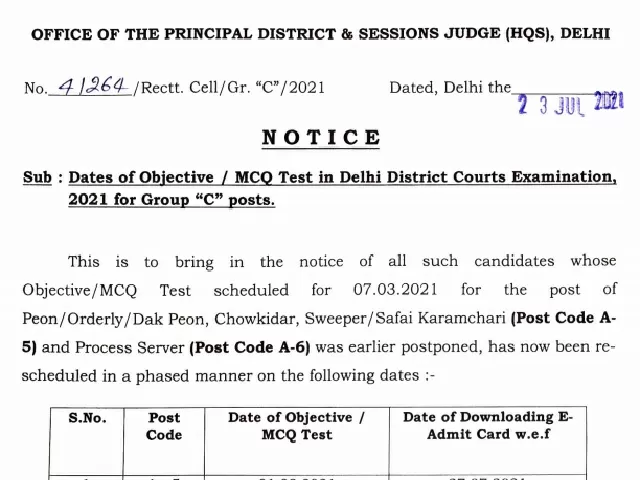 DDC Group C 2021 Exam Date