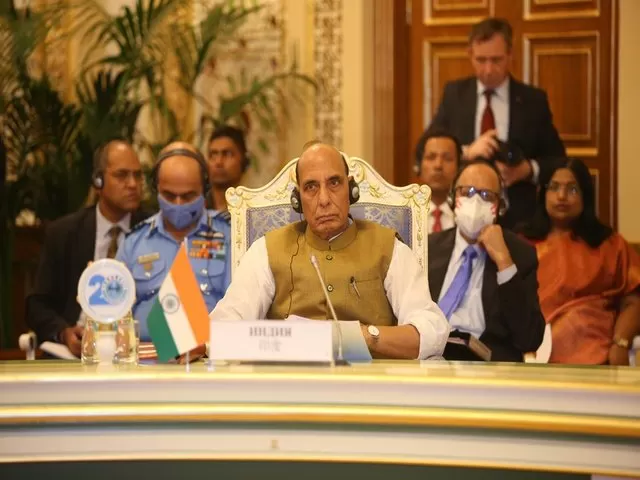 Rajnath Singh at SCO Defence Ministers Meeting, Twitter/Rajnath Singh