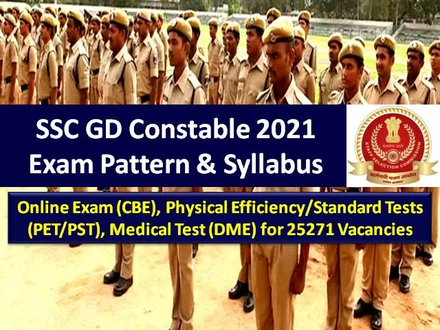 SSC GD Constable Exam Pattern & Syllabus 2021 for Recruitment of 25271 Vacancies: Check Online Exam (CBE), Physical Efficiency/ Standard Tests (PET/PST), Medical Test (DME) Details