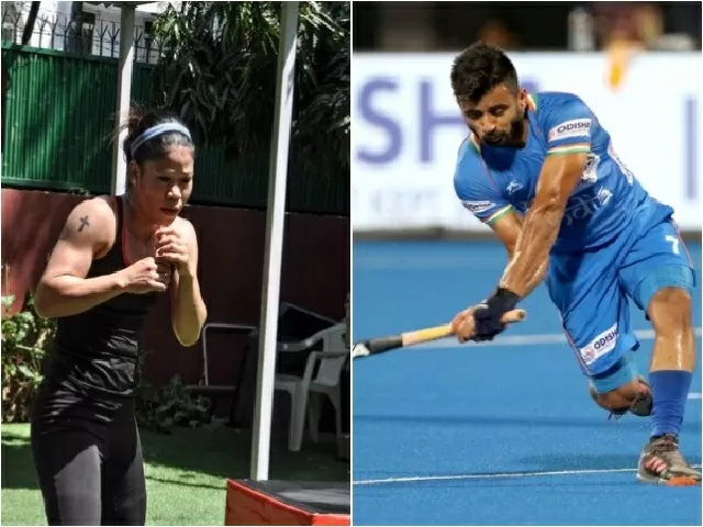 Mary Kom and Manpreet Singh