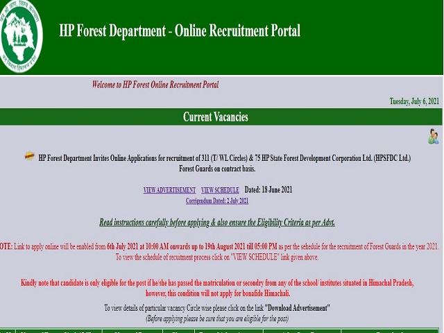 HP Forest Guard Recruitment 2021 Notification: Online Link Available