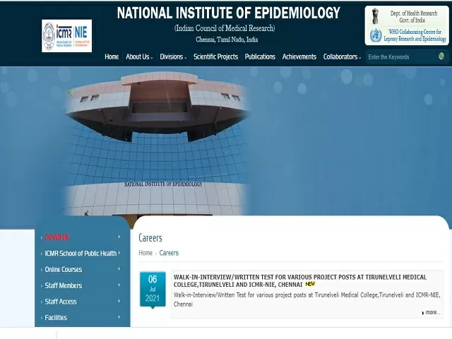 ICMR NIE Project Technical Officer, Project Multi-Tasking Staff & Other Posts