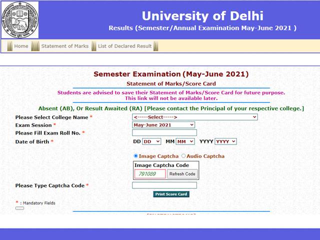 Delhi University Result 2021: DU Declares Open Book Exam (OBE) Results ...