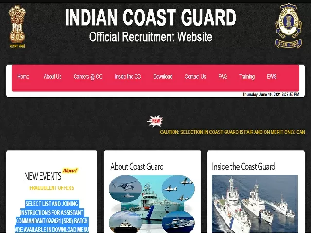 Coast Guard Asst Commandant (SRD) 02/2021 Result Released, Check Roll ...