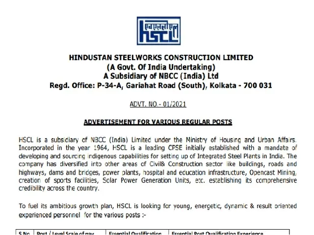 HSCL Recruitment 2021 
