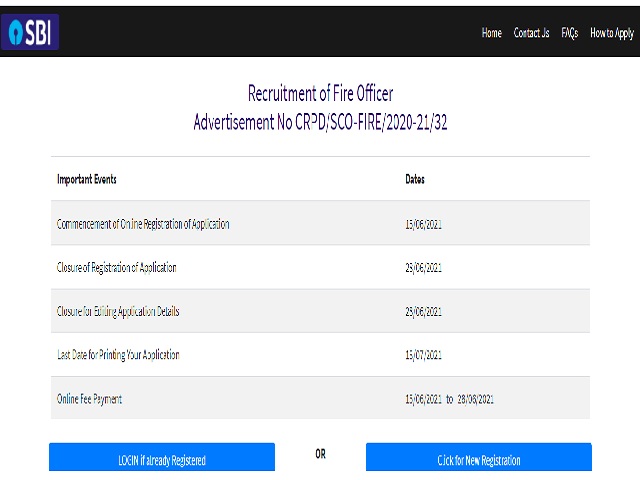 SBI SCO Recruitment 2021: Apply Now for Fire Engineer Posts, Online Applications Closing on 28 June @sbi.co.in