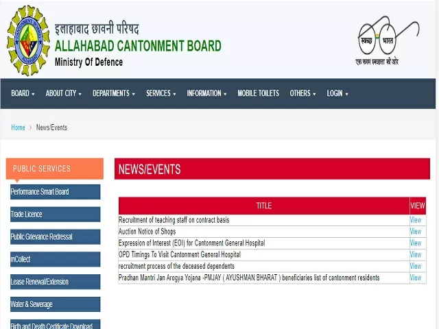 Cantonment Board, Allahabad Recruitment 2021: Apply Science Teacher, Hindi Teacher, Math Teacher, Art Teacher & Other Posts