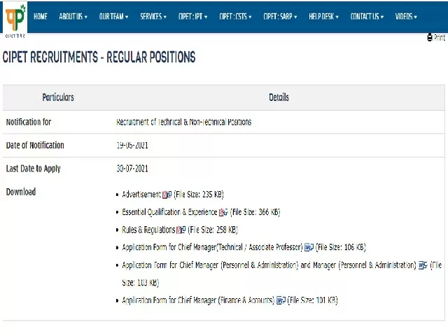 CIPET Recruitment 2021