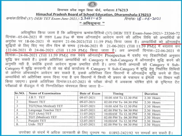 HP TET 2021: Application Correction Window Closing Soon - Check Important Update