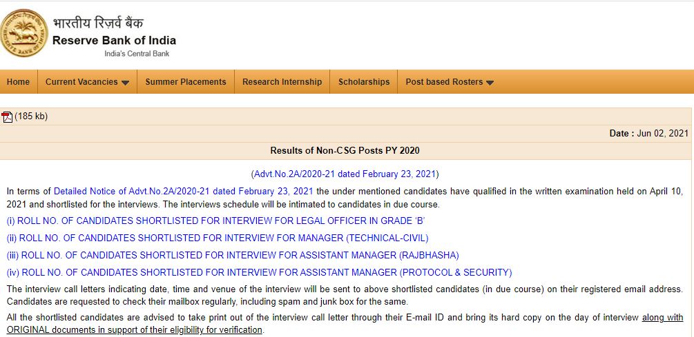 Download Non CSG AM, Manager and Legal Officer Selection List for Interview
