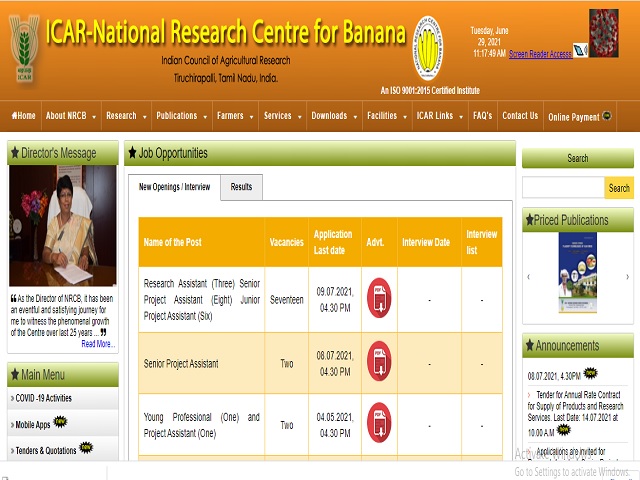 NRCB Recruitment 2021: Apply 17 Research Asst, Senior Project Asst & Junior Project Asst Posts