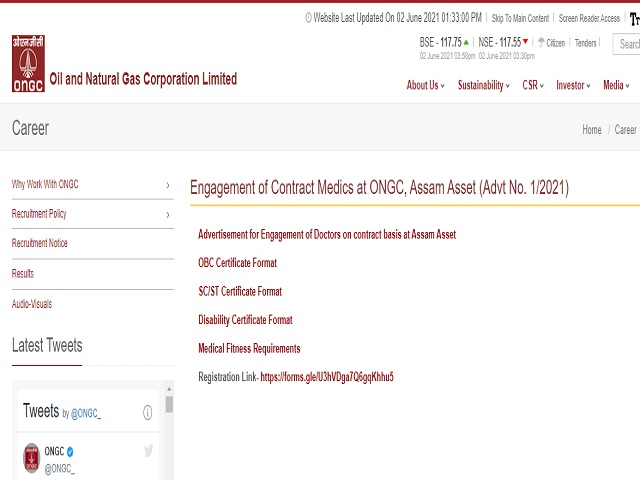 ONGC Recruitment 2021: Apply for 10 Contract Medical Officer Posts, Salary Rs. 100000