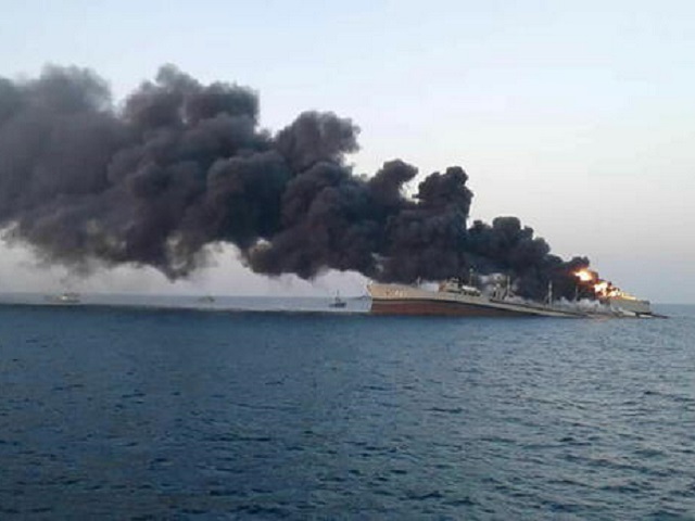Iran's largest warship sinks after catching fire in Gulf of Oman, Source: Iranian media