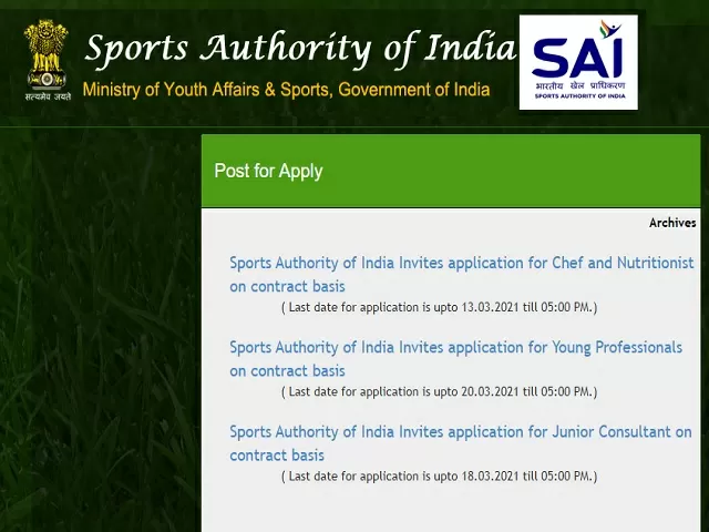 Sports Authority of India (SAI) Recruitment 2021: Apply for Junior Consultant Posts